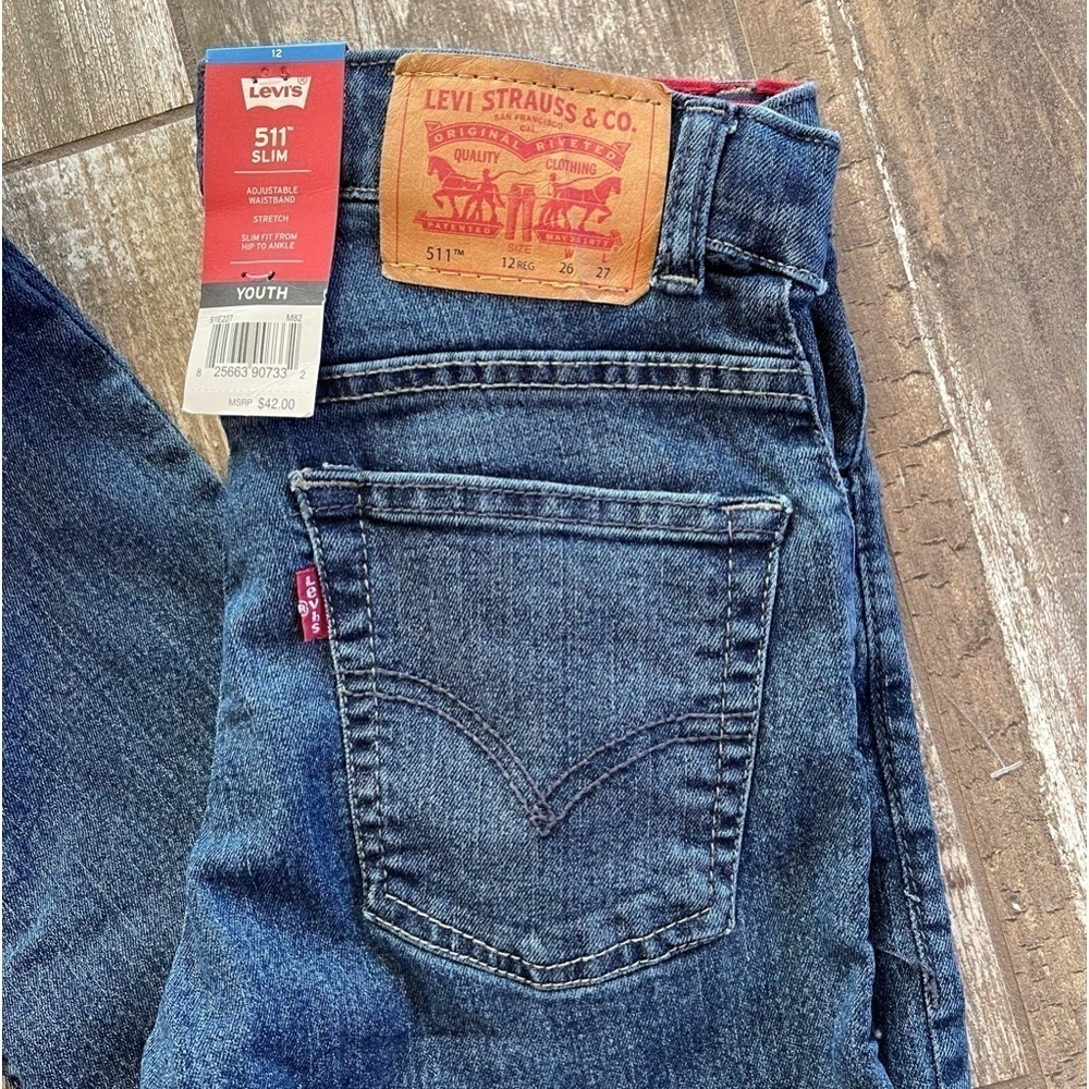 Levi’s youth 511 slim medium rinse jeans boys size 12 - Picture 3 of 10